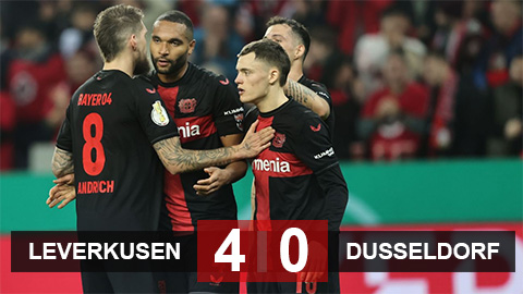 'Thổi bay' nhược tiểu Dusseldorf, Leverkusen vào chung kết 'Thổi bay' nhược tiểu Dusseldorf, Leverkusen vào chung kết