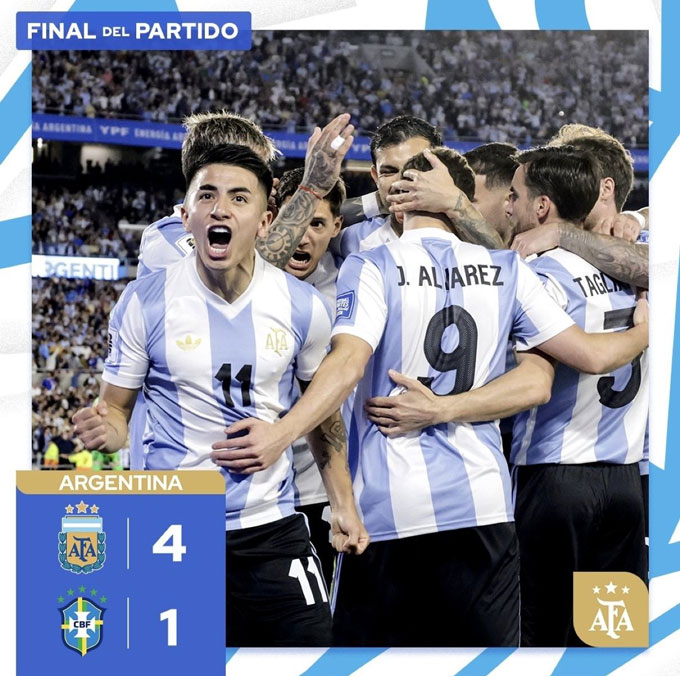 Argentina hủy diệt Brazil để sớm giành vé dự World Cup 2026