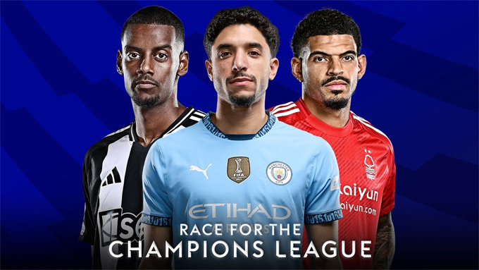 5 đội bóng Ngoại hạng Anh đang chiến đấu để cạnh tranh 3 suất dự Champions League