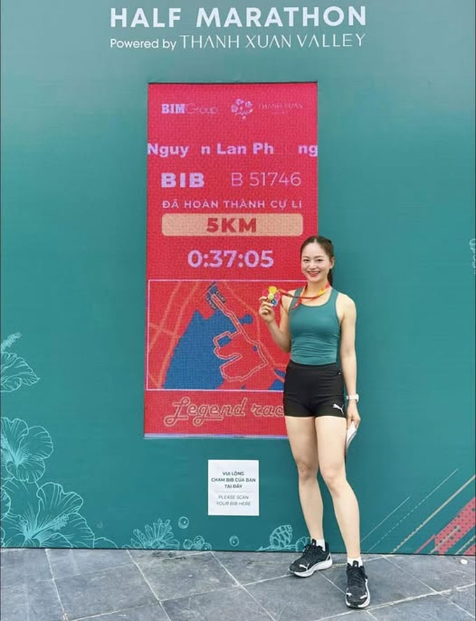 Lan Phương đã hoàn thành cự ly 5km. Ảnh: FBNV