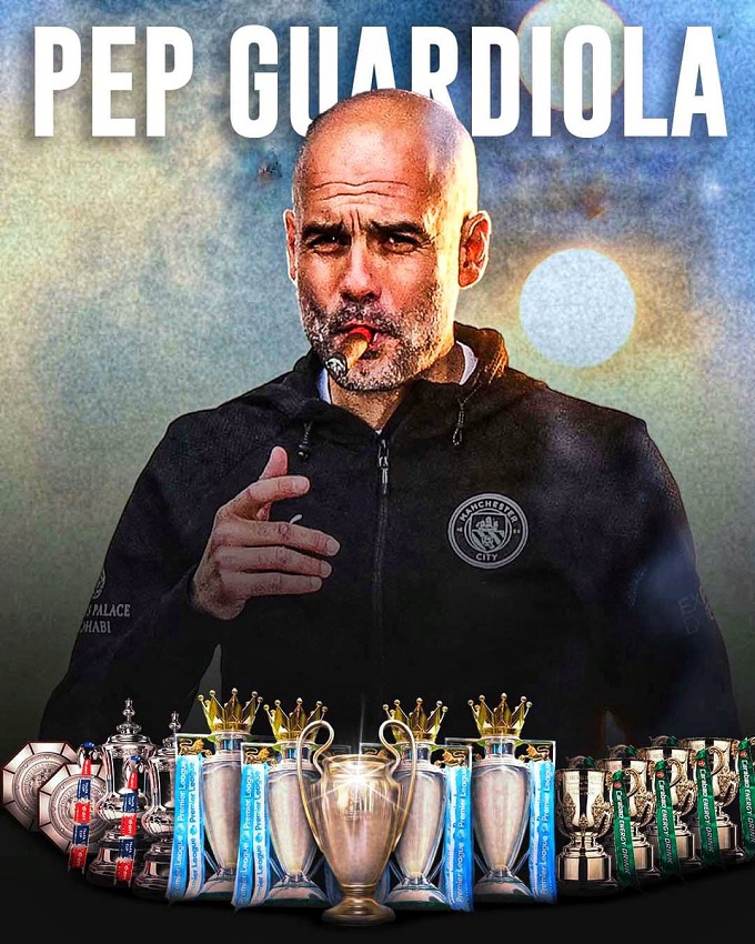 Pep Guardiola đã no đủ danh hiệu cấp CLB