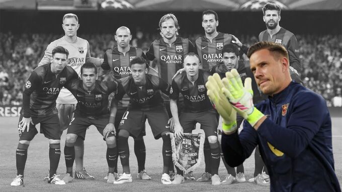 Ter Stegen là cái tên duy nhất sót lại từ đội hình ăn ba mùa 2014/15 của Barca.