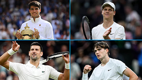 Sinner và Djokovic chung nhánh Wimbledon 2025, Alcaraz gặp Fognini ở vòng 1 Sinner và Djokovic chung nhánh Wimbledon 2025, Alcaraz gặp Fognini ở vòng 1