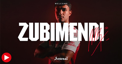 Zubimendi trở thành tân binh thứ hai của Arsenal hè này sau thủ môn Kepa