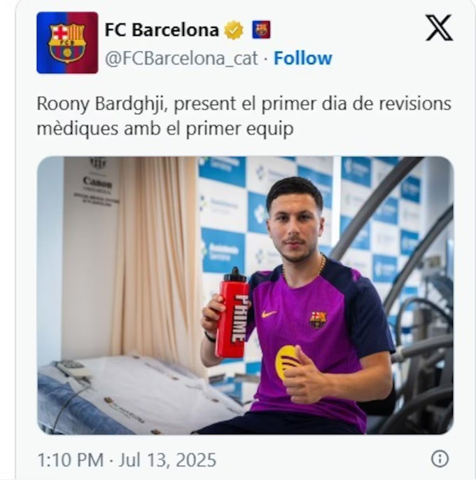 Roony Bardghji vẫn chưa được Barca công bố chính thức
