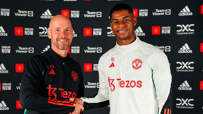 Rashford rạng rỡ bên HLV Erik ten Hag vào Hè 2023