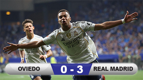Kết quả Oviedo 0-3 Real Madrid: Mbappe lập cú đúp  Kết quả Oviedo 0-3 Real Madrid: Mbappe lập cú đúp