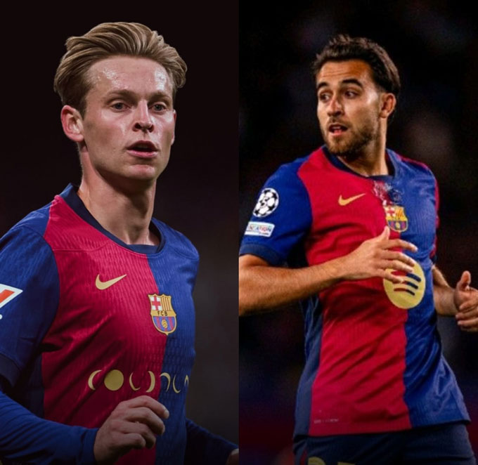 De Jong (trái) và Eric Garcia sắp được Barca gia hạn