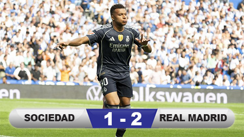 Kết quả Sociedad 1-2 Real Madrid: Los Blancos thắng trận thứ 4 liên tiếp  Kết quả Sociedad 1-2 Real Madrid: Los Blancos thắng trận thứ 4 liên tiếp