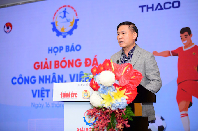 Ông Trần Anh Tú - Phó chủ tịch LĐBĐ Việt Nam tại cuộc họp báo. Ảnh: Thiện Đức 