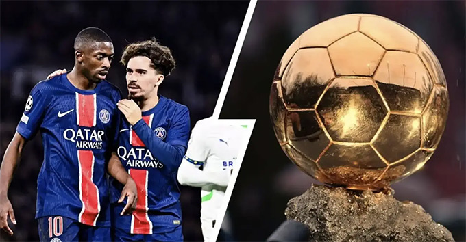 Dembele và Vitinha nằm trong Top 3 cầu thủ có tỷ lệ đặt cược giành QBV 2025 cao nhất