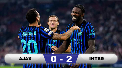 Kết quả Ajax 0-2 Inter: Marcus Thuram oanh tạc  Kết quả Ajax 0-2 Inter: Marcus Thuram oanh tạc