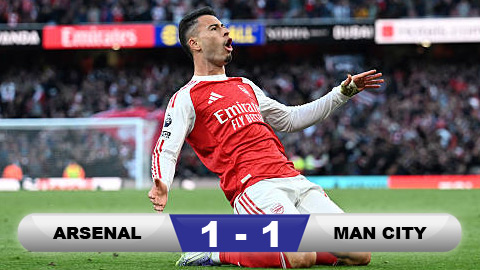 Kết quả Arsenal 1-1 Man City: Siêu phẩm của Martinelli  Kết quả Arsenal 1-1 Man City: Siêu phẩm của Martinelli