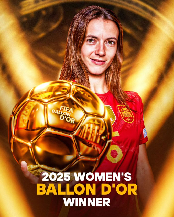 Bonmati giành Quả Bóng Vàng 2025 hạng mục dành cho cầu thủ nữ