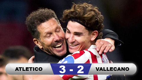 Kết quả Atletico 3-2 Vallecano: Thắng lợi khó nhọc  Kết quả Atletico 3-2 Vallecano: Thắng lợi khó nhọc