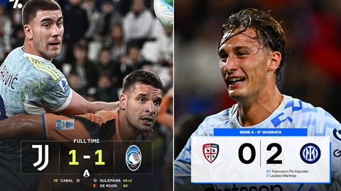 Vòng 5 Serie A: Juventus chật vật kiếm 1 điểm, Inter lần đầu thắng sân khách  Vòng 5 Serie A: Juventus chật vật kiếm 1 điểm, Inter lần đầu thắng sân khách