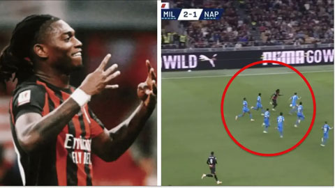 Rafael Leao đi bóng giữa vòng vây 7 cầu thủ Napoli  Rafael Leao đi bóng giữa vòng vây 7 cầu thủ Napoli