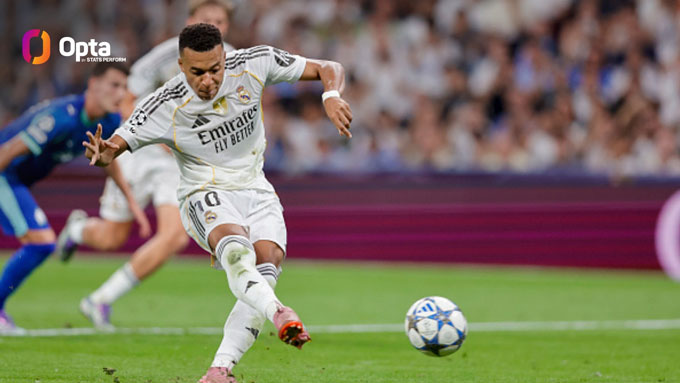 Theo Opta, Mbappe đã trở thành cầu thủ đầu tiên ghi cả 3 bàn thắng đầu tiên của Real Madrid trong một mùa giải UEFA Champions League