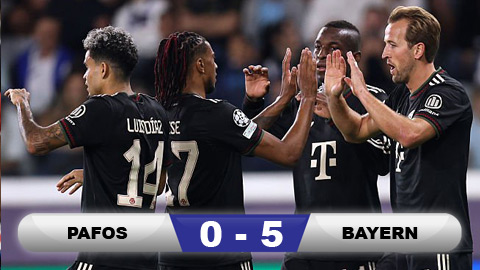 Kết quả Pafos 0-5 Bayern: 'Hùm xám' đại thắng  Kết quả Pafos 0-5 Bayern: 'Hùm xám' đại thắng
