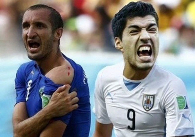 Suarez từng cắn trung vệ Giorgio Chiellini của ĐT Italia ở World cup 2014