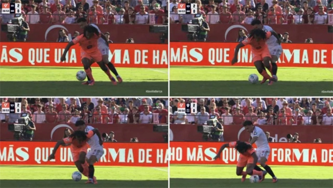 Rõ ràng Kounde bị phạm lỗi trước khi dẫn đến bàn thắng thứ hai của Sevilla