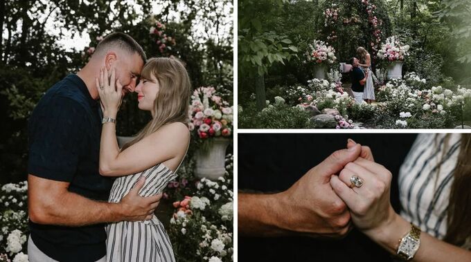 Taylor Swift và Travis Kelce trong lễ đính hôn đẹp như cổ tích