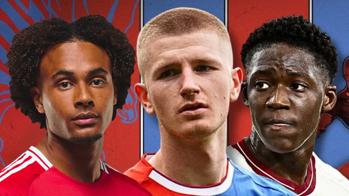MU tính dùng Zirkzee (trái) và Mainoo (phải) để đổi lấy Wharton (giữa)