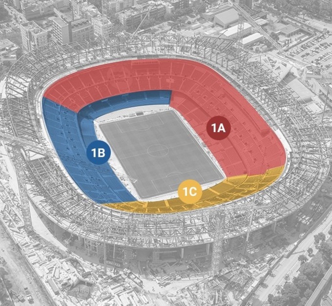 Ba giai đoạn tương ứng với sức chứa của Camp Nou gồm 1A (27.000 chỗ), 1B (45.000) và 1C (60.000).