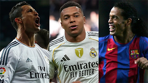 Mbappe 'ngồi chung mâm' Ronaldo và Ronaldinho ở El Clasico  Mbappe 'ngồi chung mâm' Ronaldo và Ronaldinho ở El Clasico
