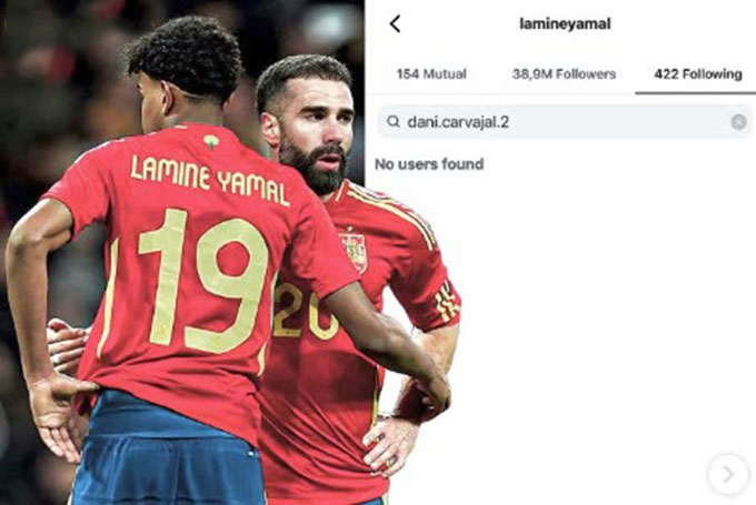 Yamal và Carvajal bỏ theo dõi nhau trên MXH