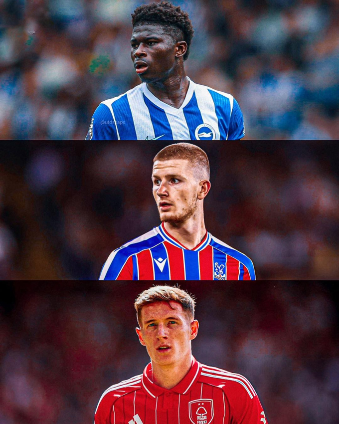 Quỷ đỏ cũng theo đuổi 3 tiền vệ đang thi đấu ở Ngoại hạng Anh gồm (trên xuống) Baleba, Wharton và Anderson