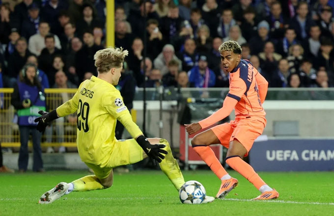 Yamal lập siêu phẩm trong trận gặp Club Brugge