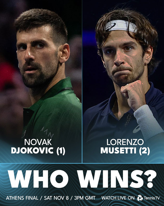 Djokovic sẽ đối đầu Musetti ở chung kết