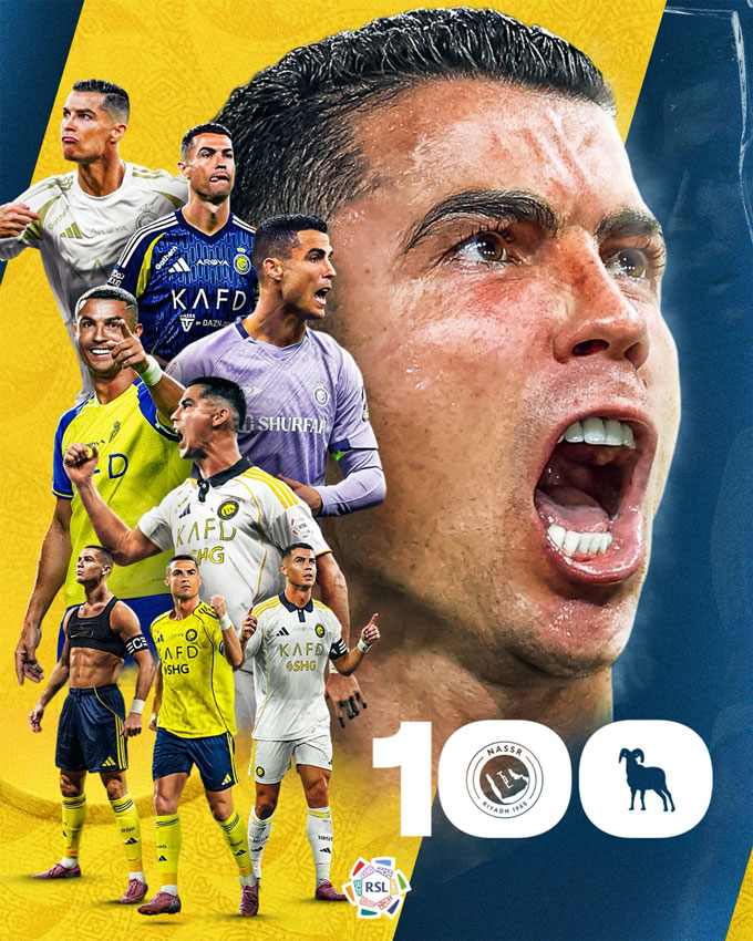 Ronaldo đã có 100 lần góp công vào bàn thắng cho Al Nassr tại Saudi Pro League