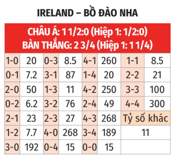 CH Ireland vs Bồ Đào Nha