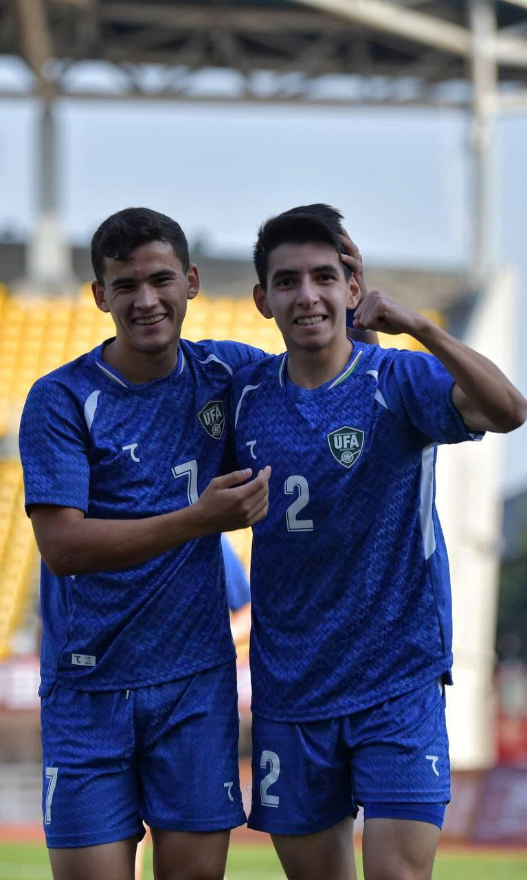 Cầu thủ U22 Uzbekistan ăn mừng bàn thắng sớm - Ảnh: LĐBĐ Uzbekistan