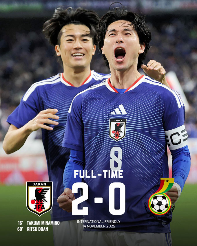 Nhật Bản vừa dễ dàng đánh bại Ghana 2-0