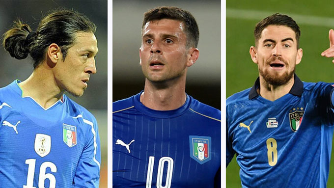 Italia từng có nhiều Oriundi trong quá khứ như (trái sang) Camoranesi, Motta và Jorginho