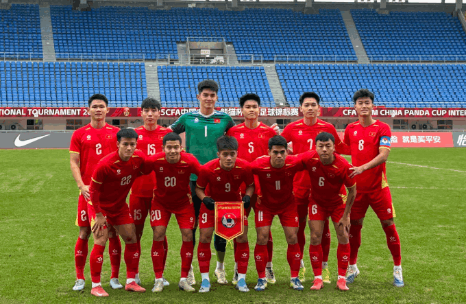 Đội hình ra sân của U22 Việt Nam trong trận đấu cuối với U22 Hàn Quốc. - Ảnh: VFF