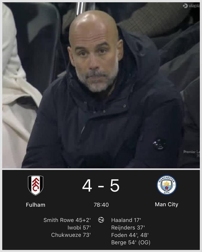 Man City có trận thắng hú vía trước Fulham