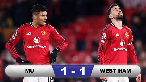 Kết quả MU 1-1 West Ham: Quỷ đỏ hòa thất vọng