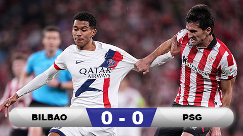  Kết quả Bilbao 0-0 PSG: ĐKVĐ gây thất vọng