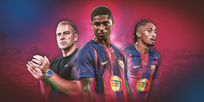 Hansi Flick muốn thấy Marcus Rashford cạnh tranh sòng phẳng với Raphinha