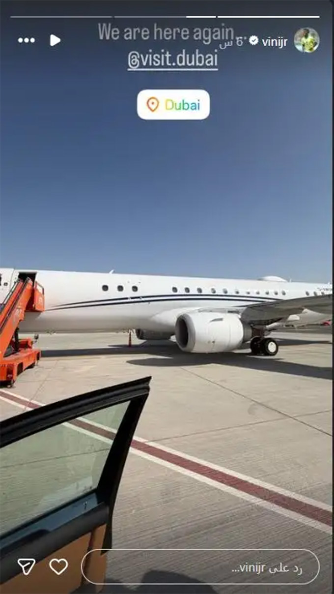 Vinicius có động thái lạ khi tới Dubai nghỉ ngơi