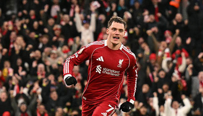 Niềm vui của Wirtz sau khi ghi bàn đầu tiên cho Liverpool
