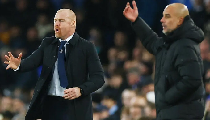 Trong sự nghiệp cầm quân, Sean Dyche chưa từng thắng Pep Guardiola lần nào