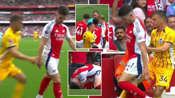 Declan Rice nhận thẻ đỏ ở trận gặp Brighton vào đầu mùa trước