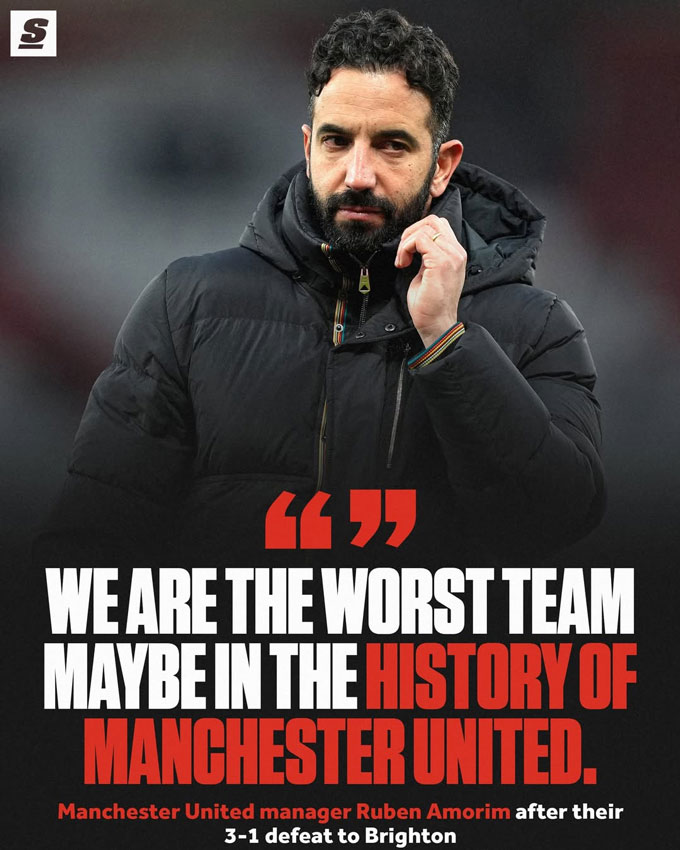 Amorim cho rằng MU mùa 2024/25 là tệ nhất lịch sử CLB