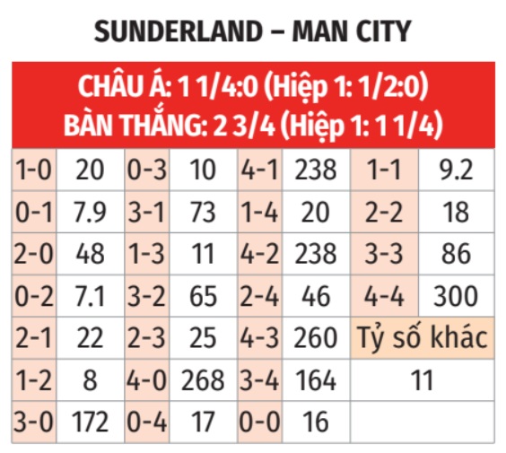 Sunderland vs Man City