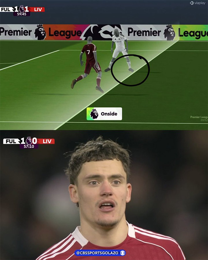 Tình huống công nghệ bán tự động công nhận bàn thắng cho Liverpool